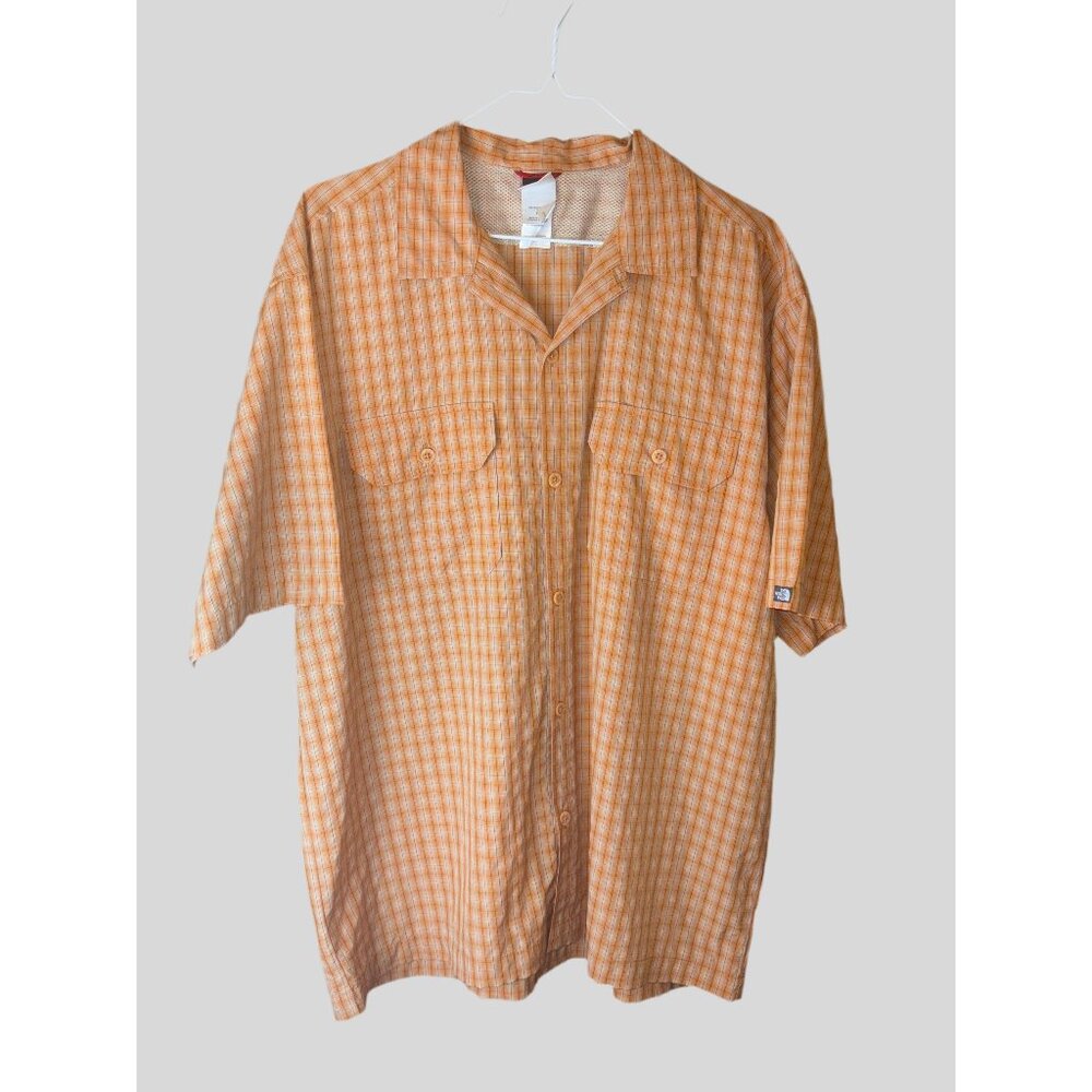 The North Face Orange Checkered Plaid Short Sleeve Hiking‎ Shirt